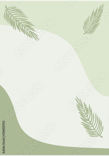 simple green fluid and palm leaves for background