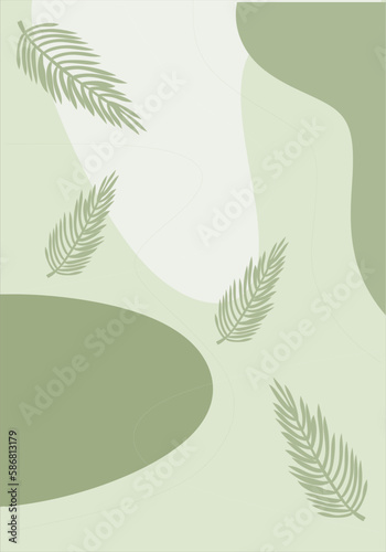 simple green fluid and palm leaves for background