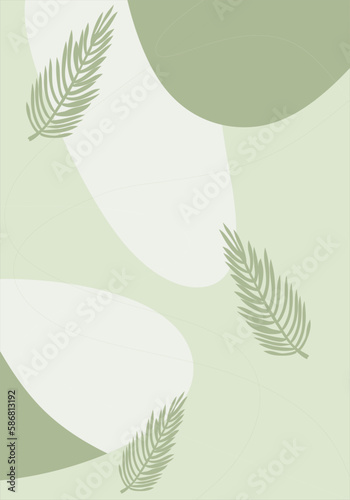 simple green fluid and palm leaves for background