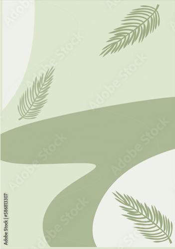 simple green fluid and palm leaves for background