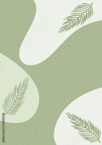 simple green fluid and palm leaves for background