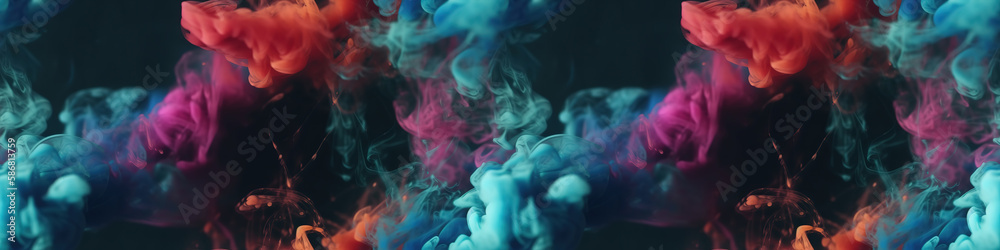 Obraz premium Breathtaking display of colorful smoke against a dramatic black backdrop.