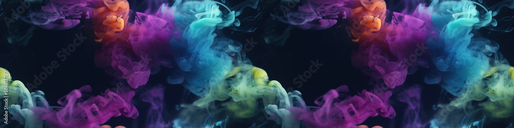 Breathtaking display of colorful smoke against a dramatic black backdrop. Breathtaking display of colorful smoke against a dramatic black backdrop.