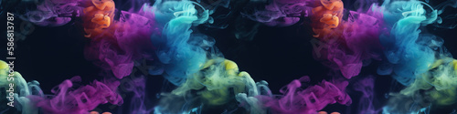 Breathtaking display of colorful smoke against a dramatic black backdrop.