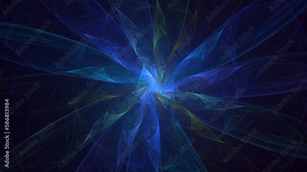 3D rendering abstract multicolor fractal light background