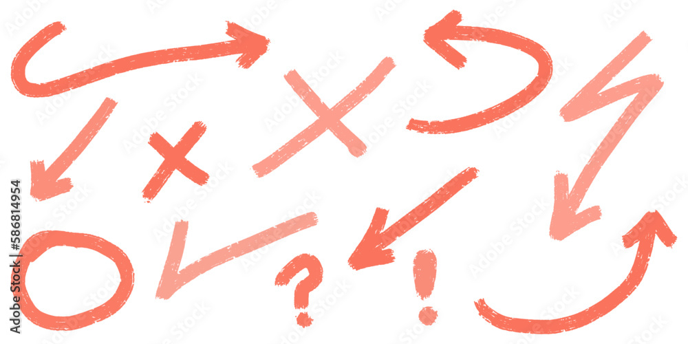 Doodle elements for concept design on set. isolated on white background. Infographic elements. emphasis, curly, swirl, arrow, circle, exclamation mark. vector illustration.