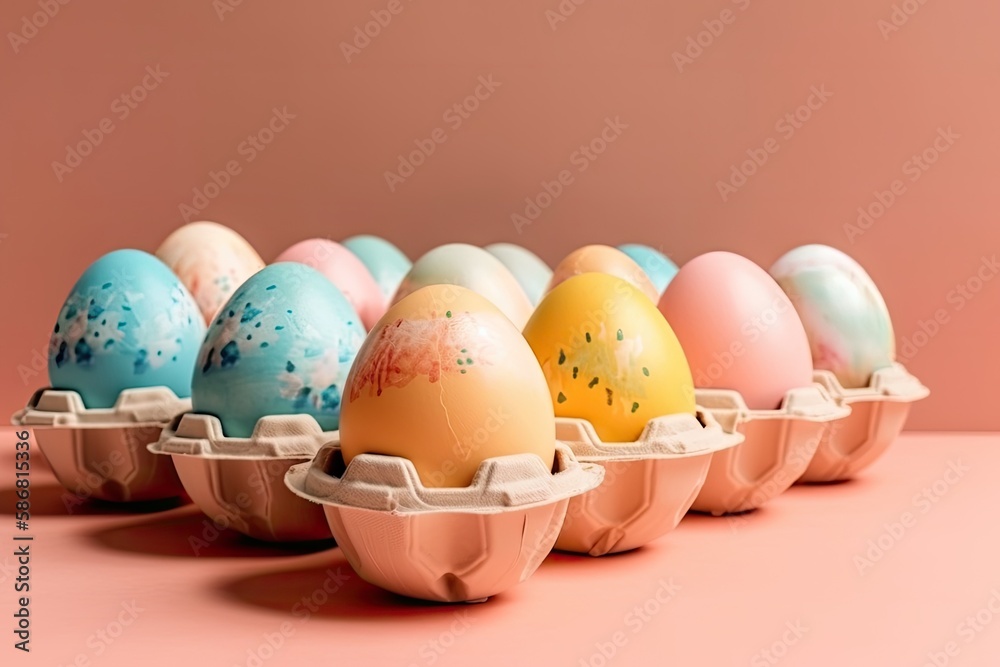 carton of eggs on a pink background. Generative AI carton of eggs on a pink background. Generative AI