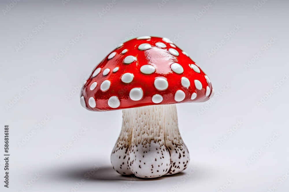 close-up view of a mushroom on a white background with intricate details. Generative AI close-up view of a mushroom on a white background with intricate details. Generative AI