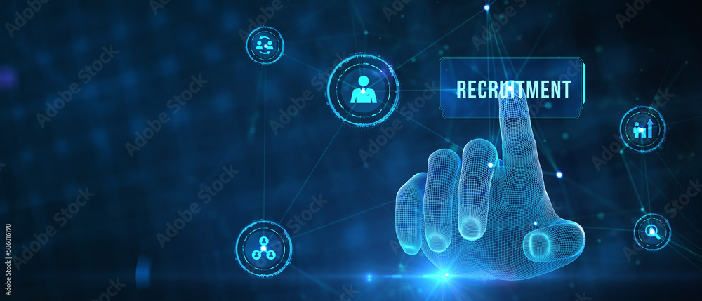 Business, Technology, Internet and network concept. Recruitment career employee interview business HR Human Resources concept. 3d illustration Business, Technology, Internet and network concept. Recruitment career employee interview business HR Human Resources concept. 3d illustration