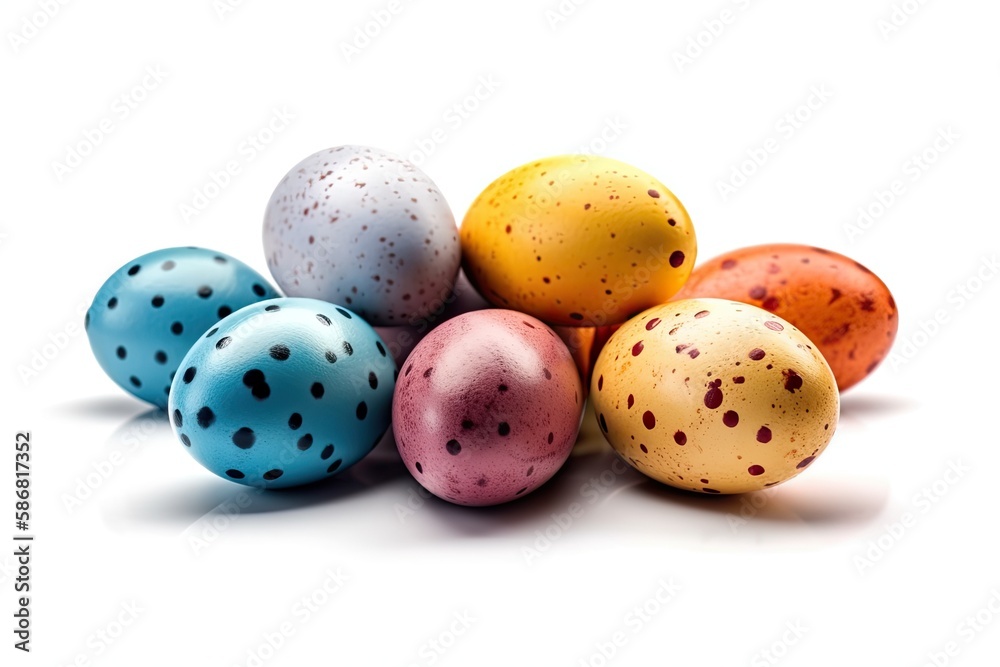 stack of vibrant Easter eggs. Generative AI