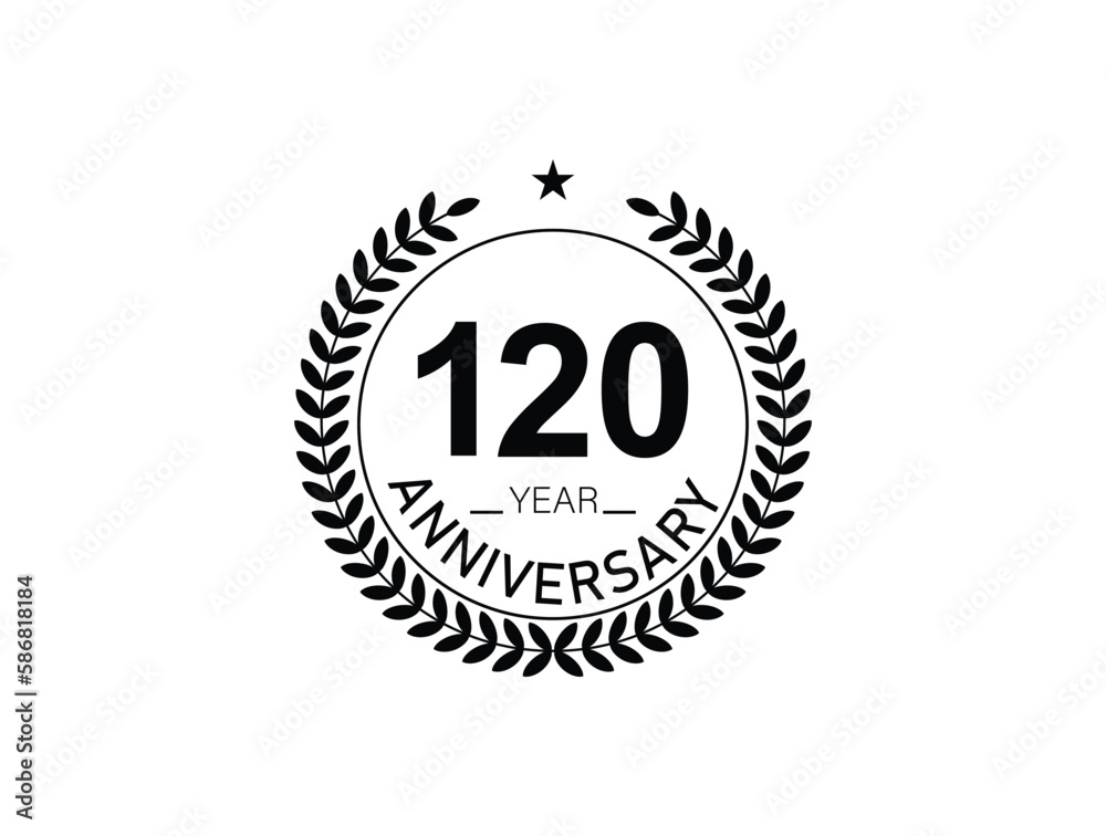 120 years anniversary logo template isolated on white, black and white background. 120th anniversary logo. 120 years anniversary logo template isolated on white, black and white background. 120th anniversary logo.