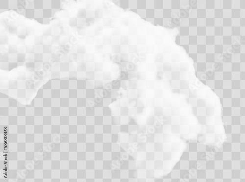 White smoke puff isolated on transparent background.. PNG. . Vector illustration