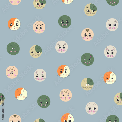 Funny cat face, abstract personage, mascot design, funny face, cute icon.