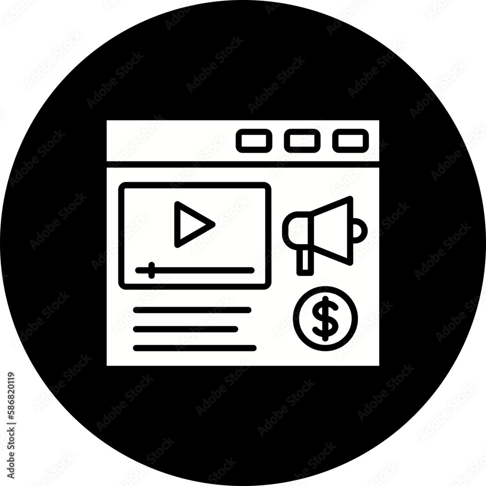 Video Marketing Glyph Inverted Icon Video Marketing Glyph Inverted Icon