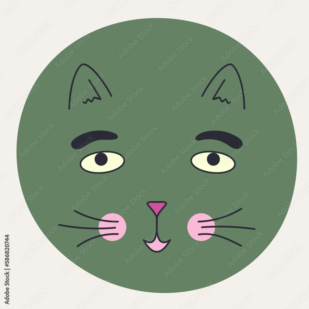Funny cat face, abstract personage, mascot design, funny face, cute icon. Funny cat face, abstract personage, mascot design, funny face, cute icon.