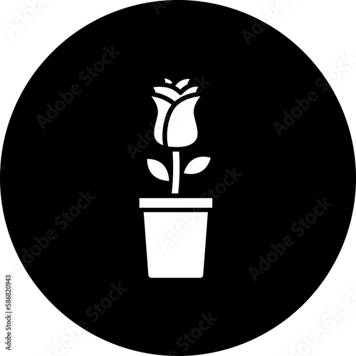 Flower Pot Glyph Inverted Icon