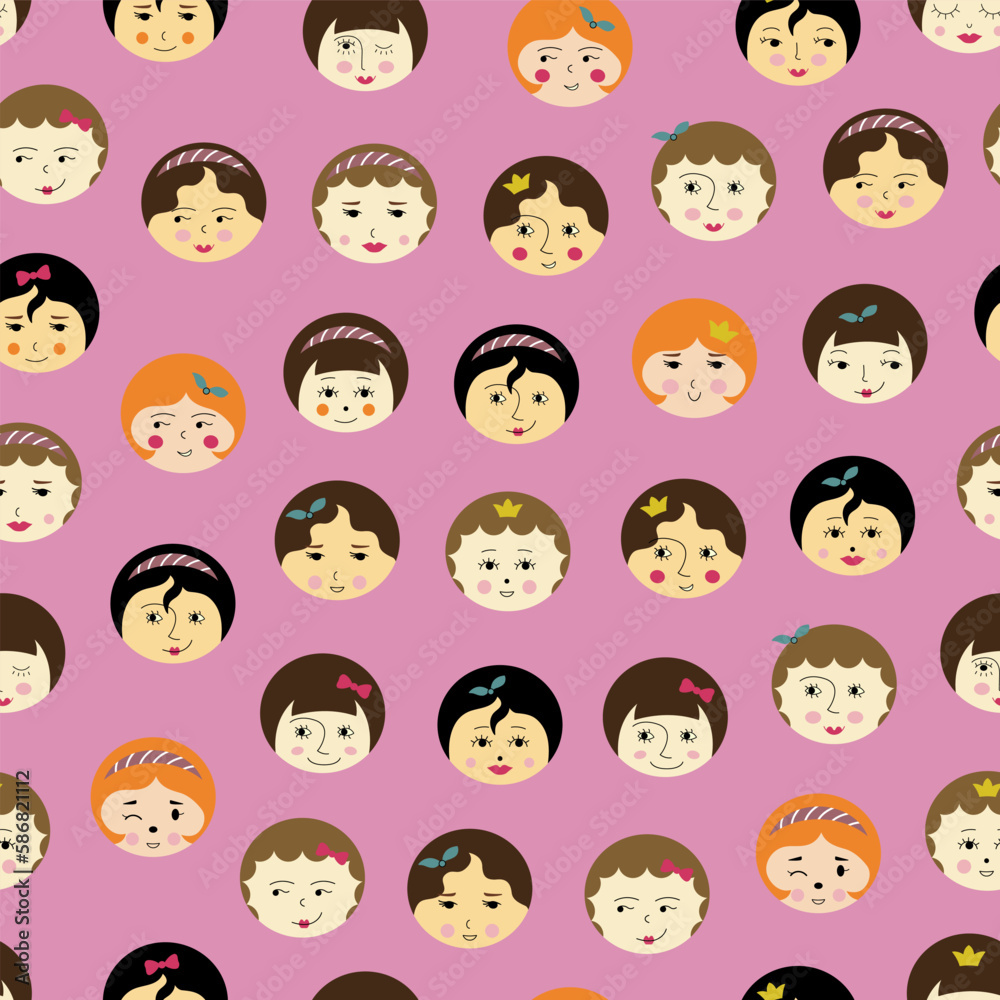 Feminine look, abstract personage, mascot design, funny face, cute icon. Feminine look, abstract personage, mascot design, funny face, cute icon.