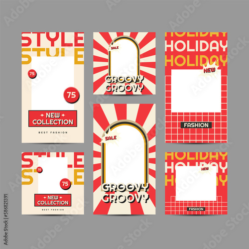Retro style for fashion sale social media posts and story templates