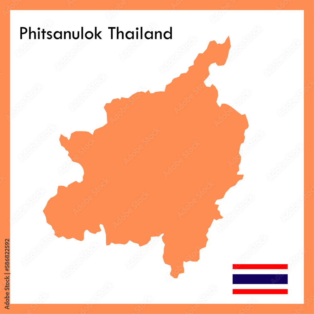 Orange Map Phitsanulok province is a part of Thailand with a flag picture.