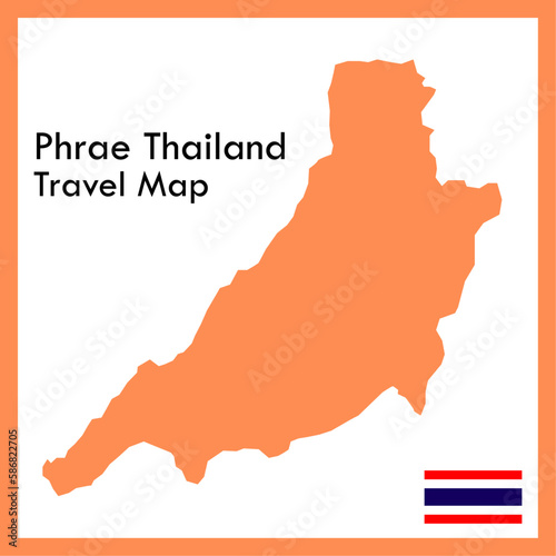 Orange Map Phrae Province is a part of Thailand with a flag picture.