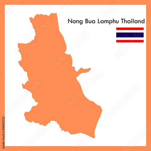 Orange Map Nong Bua Lamphu province is part of Thailand with flag picture.