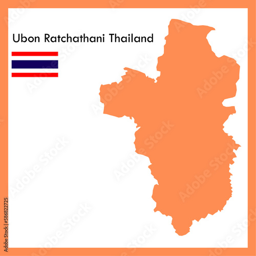 Orange Map Ubon Ratchathani province is a part of Thailand with a flag picture.
