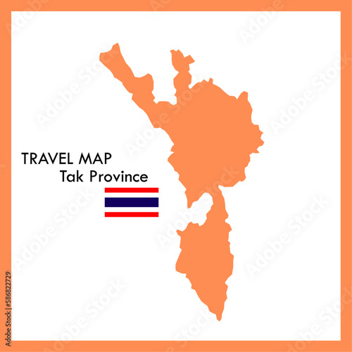 Orange map, Tak Province is one of Thailand with flag image.