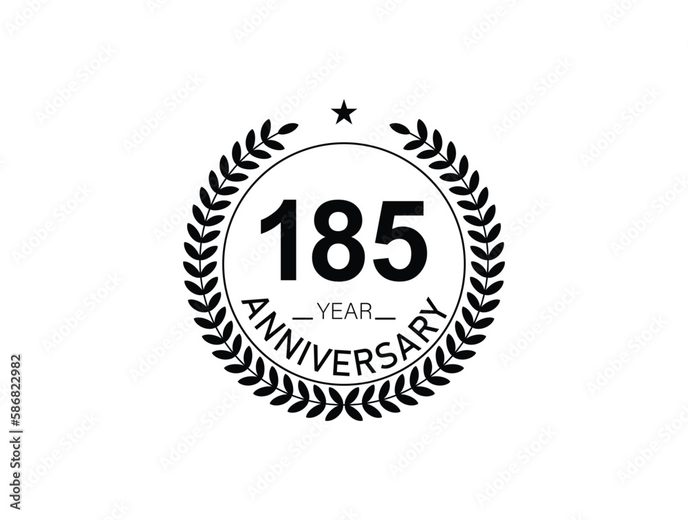 Fototapeta premium 185 years anniversary logo template isolated on white, black and white background. 185th anniversary logo.