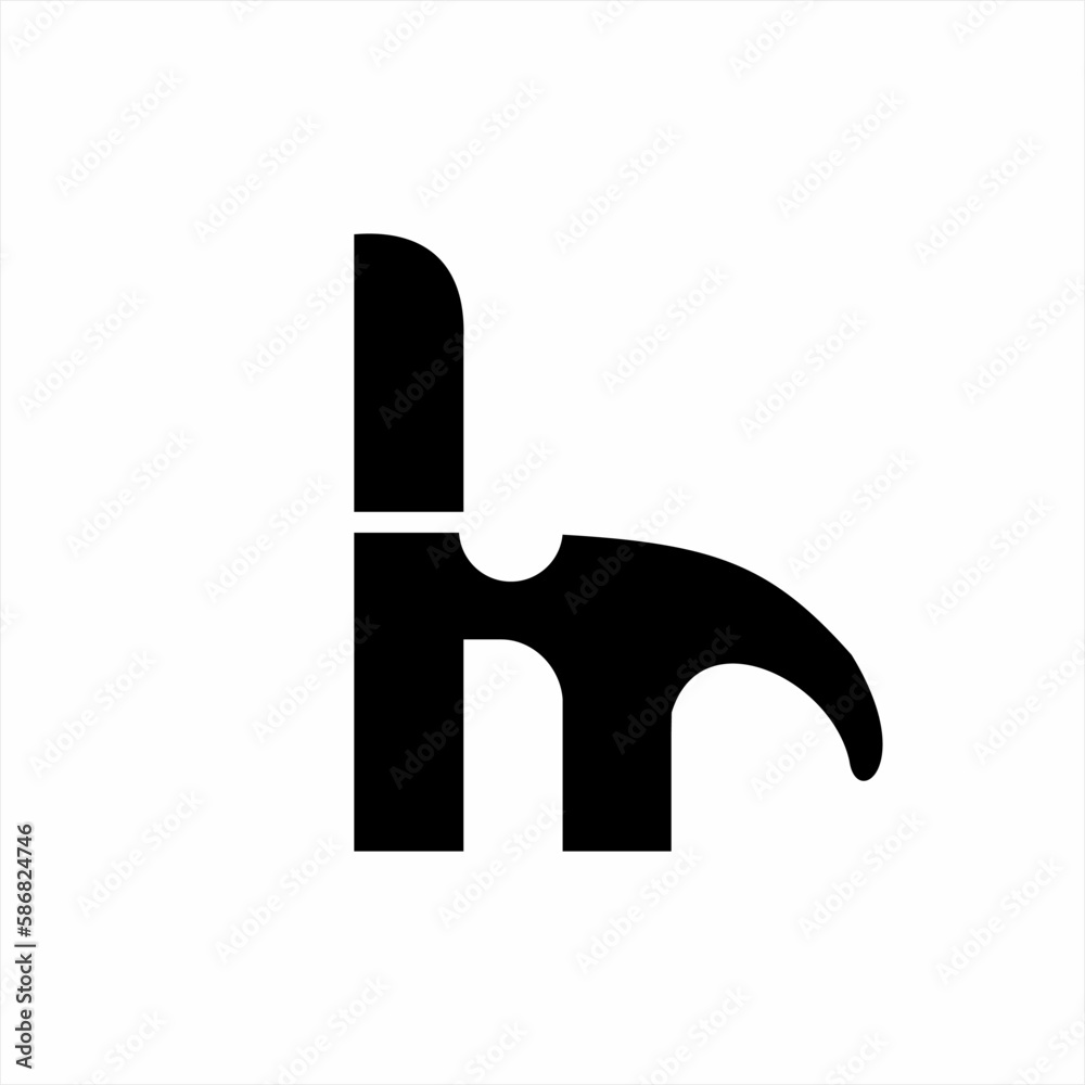 Abstract letter H logo design with hammer head element. Abstract letter H logo design with hammer head element.