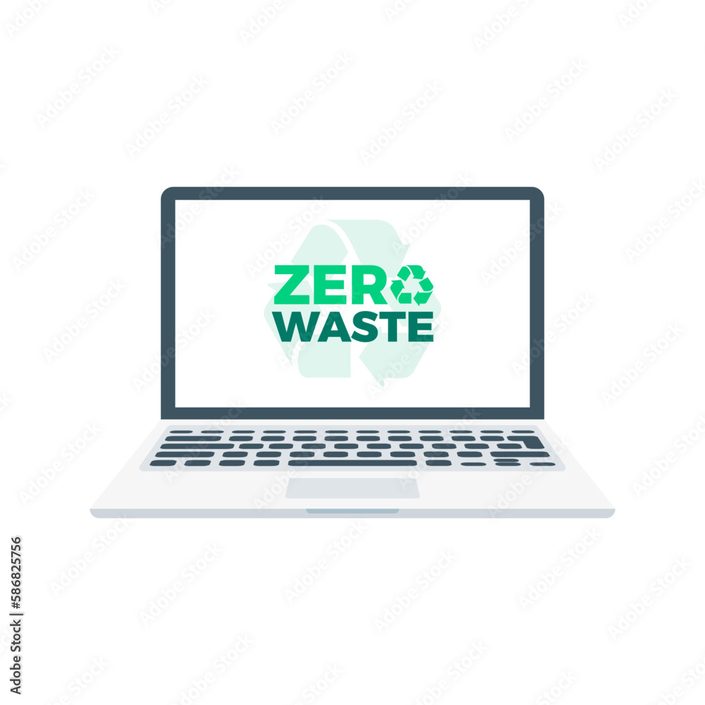 Zero Waste, Laptop Isolated Vector Illustration Zero Waste, Laptop Isolated Vector Illustration