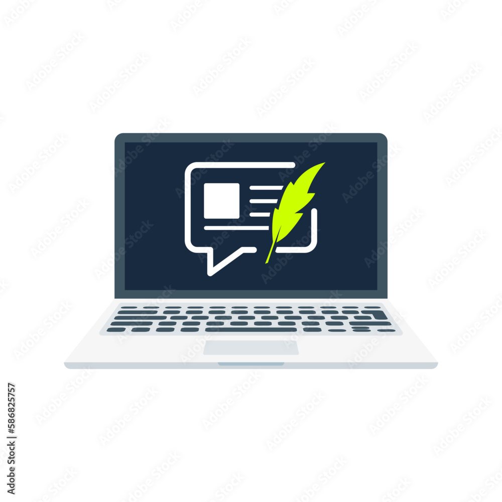 Post, Blog Content, Laptop Isolated Vector Illustration