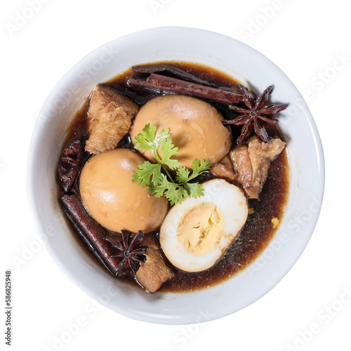 Asian hard-boiled egg in brown sauce, Golden brown egg or Five spices egg