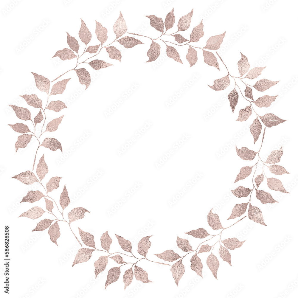 Floral rose gold wreath illustration