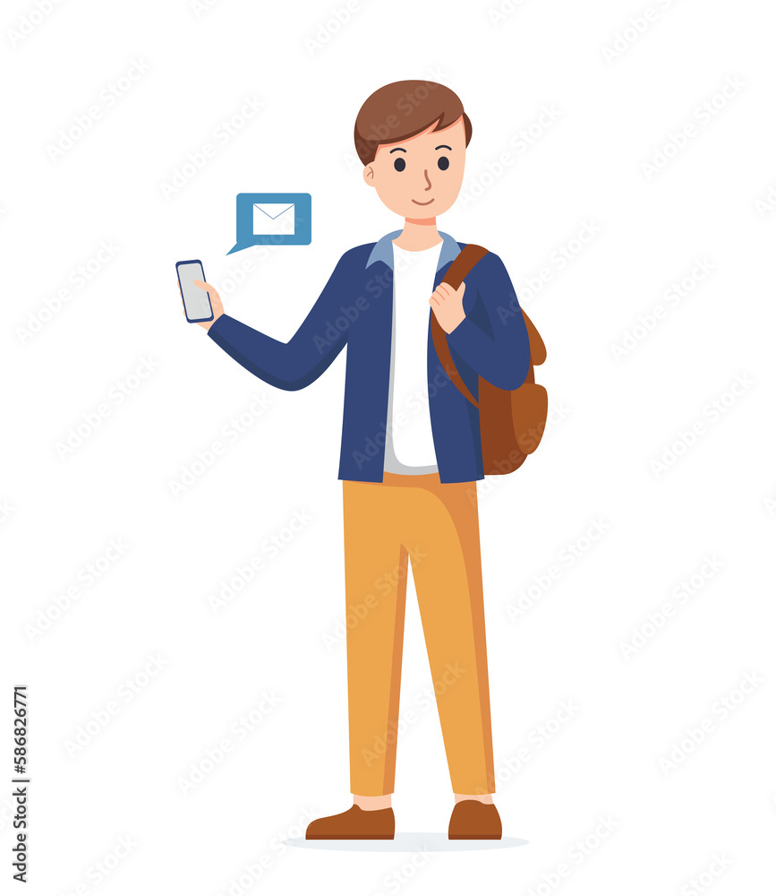 man using smartphone isolated illustration man using smartphone isolated illustration