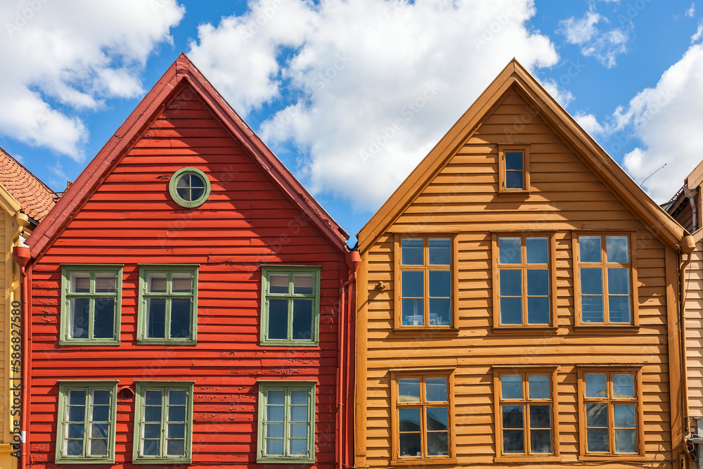 Old house gable at Bryggen at Bergen in Norway