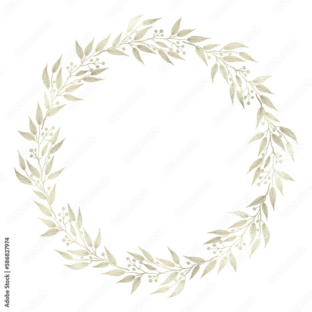 Floral gold wreath illustration Floral gold wreath illustration