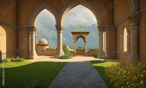 ai generated interior of ancient fantasy castle