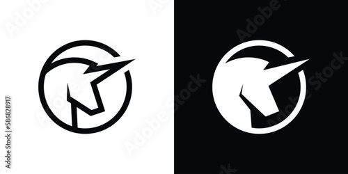 unicorn logo design circle icon vector illustration