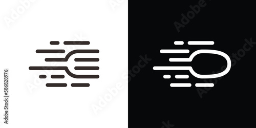 spoon and speed logo design icon vector illustration