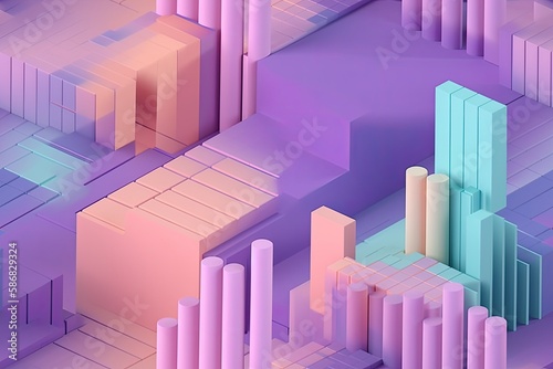 vibrant purple and pink abstract background with towering columns. Generative AI