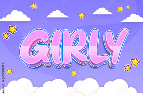 girly pink cute feminine editable text effect font style template typography background design