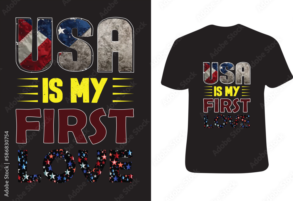 Naklejka premium USA T shirt Design,Classic american semi truck. Isolated vehicle with USA flag on white background. Prepared for printing and cutting (Cricut, Silhouette, Cameo). 