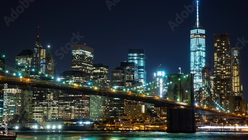Wallpaper Mural Lockdown Time Lapse Shot Of An Illuminated Brooklyn Bridge Over East River In City At Night - New York City, New York Torontodigital.ca