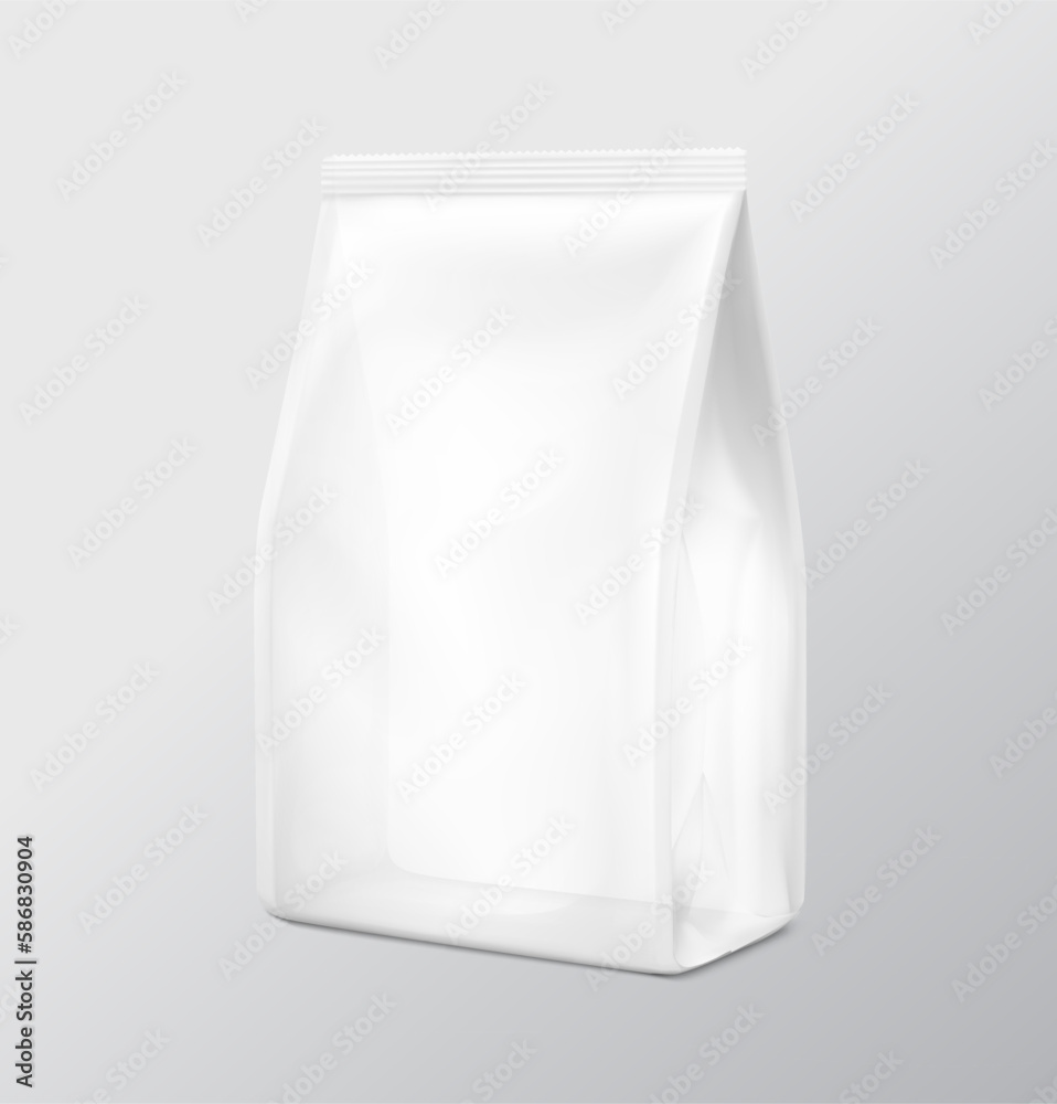 Realistic transparent bag mockup. Half side view. Vector illustration. Can be use for template your design, presentation, promo, ad. EPS 10. Realistic transparent bag mockup. Half side view. Vector illustration. Can be use for template your design, presentation, promo, ad. EPS 10.