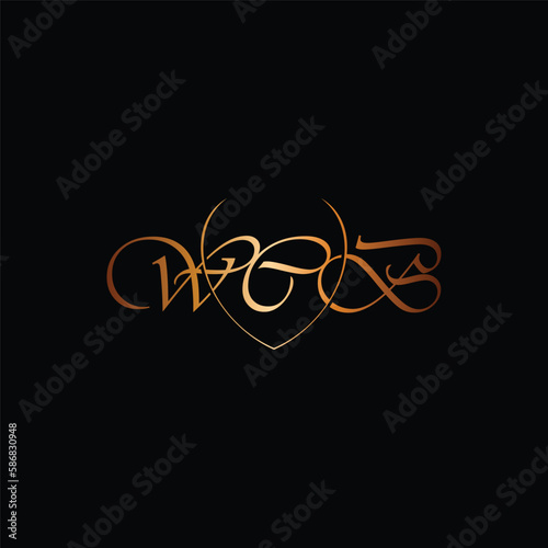 Creative abstract letter WCB logo design. photo