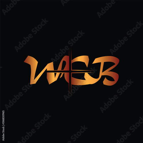 Creative abstract letter WCB logo design. photo