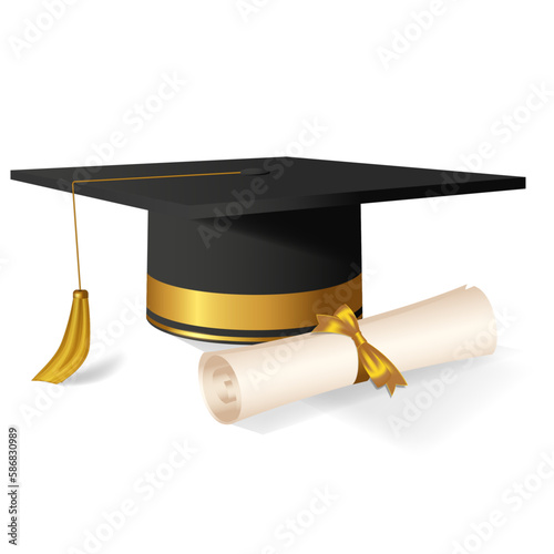 vector bachelor hat with diploma