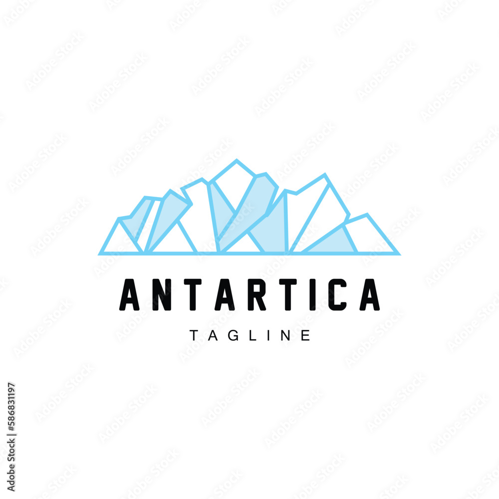 Mountain Logo, Antarctic Iceberg Logo Design, Nature Landscape Vector, Product Brand Illustration Icon