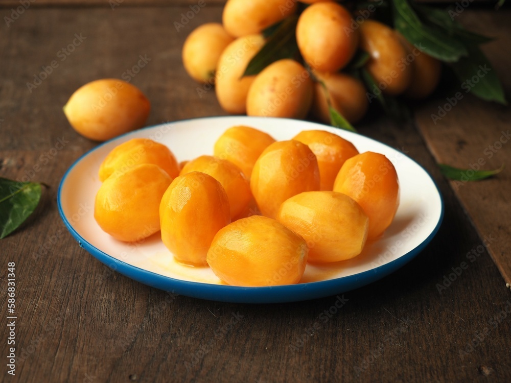 peeled Mayongchid, Plango or sweet Marian plum peeled Mayongchid, Plango or sweet Marian plum