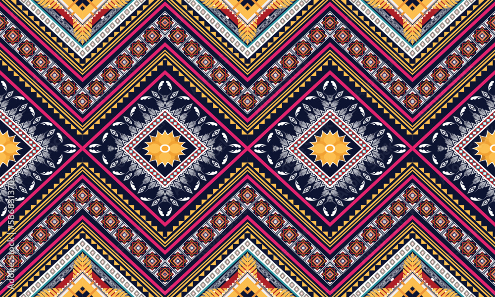 Ikat ethnic vector abstract beautiful art. Ikat seamless pattern for background,fabric,wrapping,clothing,wallpaper,Batik,carpet,embroidery style